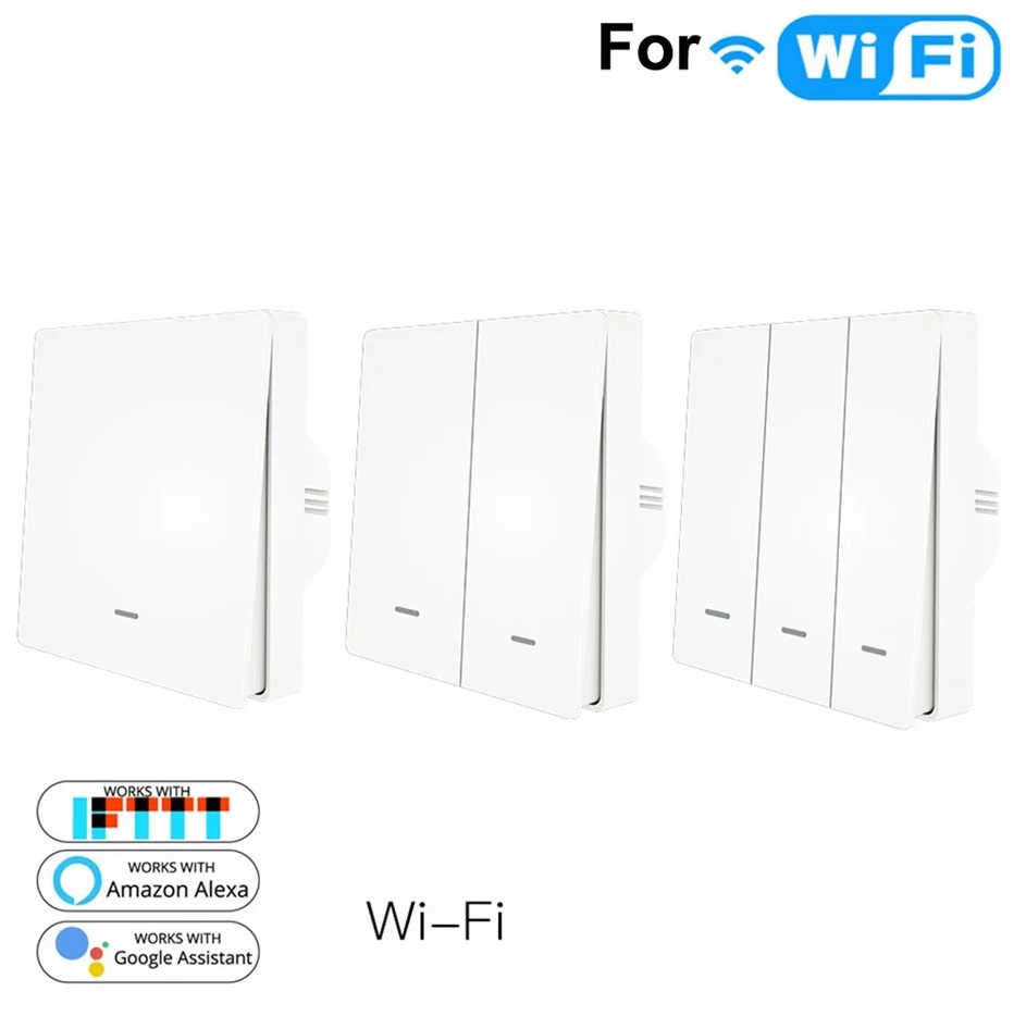 Tuya WiFi smart Wall switch  N+L  2Gang Wireless Remote Control Light Switch Work Alexa Google Home 2 way 