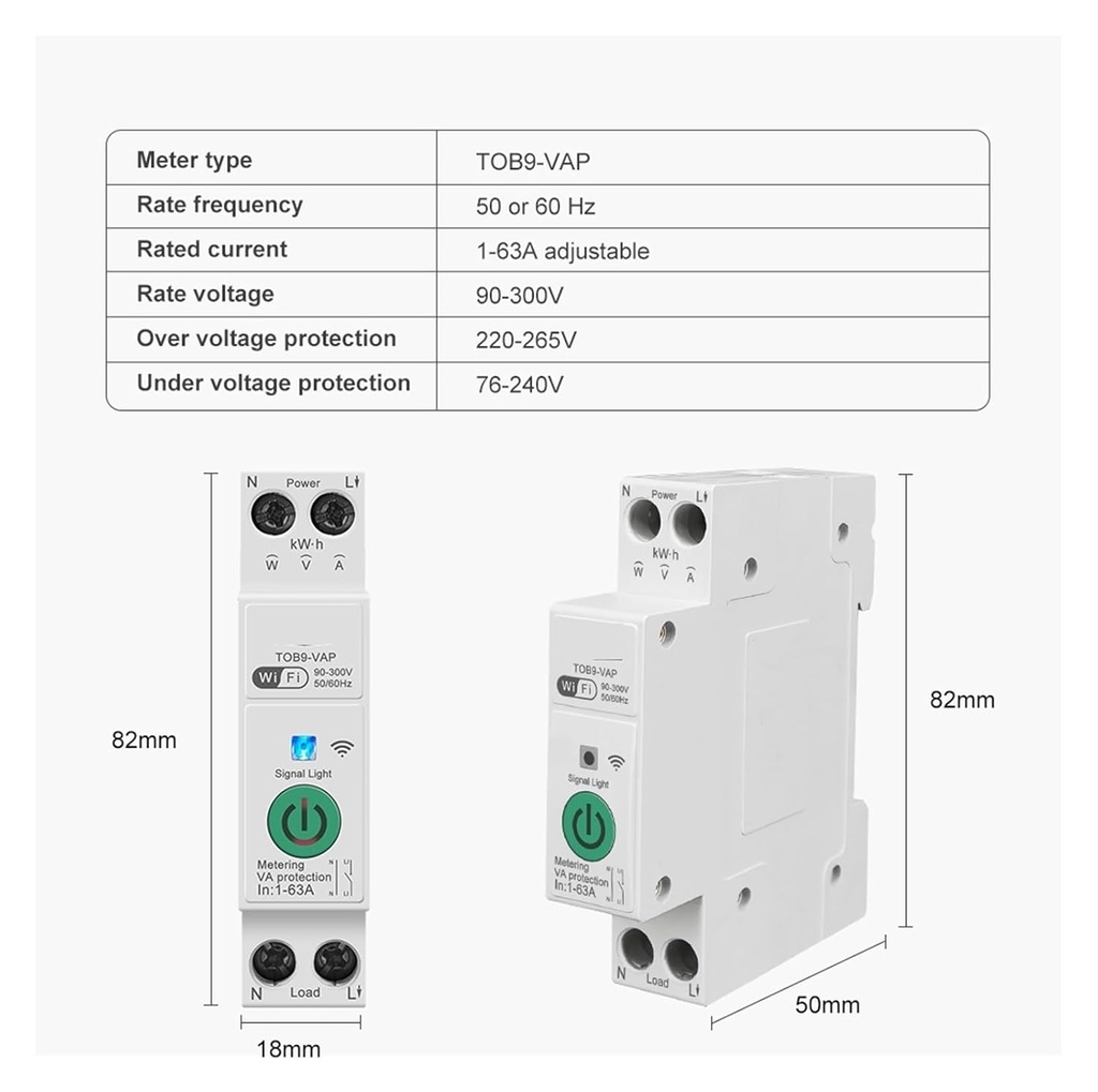 Tuya Smart Switch 63A 1P+N Energy Meter Kwh with Overload Voltage Protection by Mr. IT