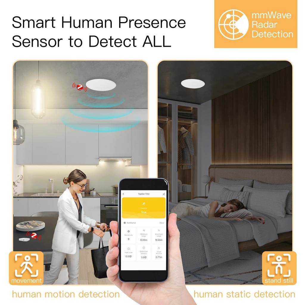 Ewelink Zigbee radar human presence sensor ceiling mounted MG1