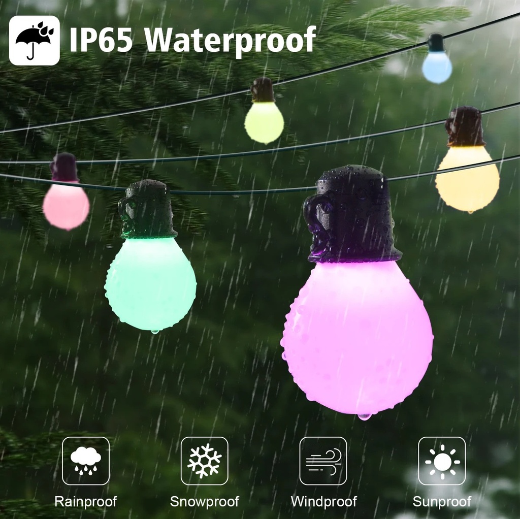 Tuya WiFi RGB Smart G40 Outdoor 15M Fairy String Magic Color Light with APP Control PST-G40W