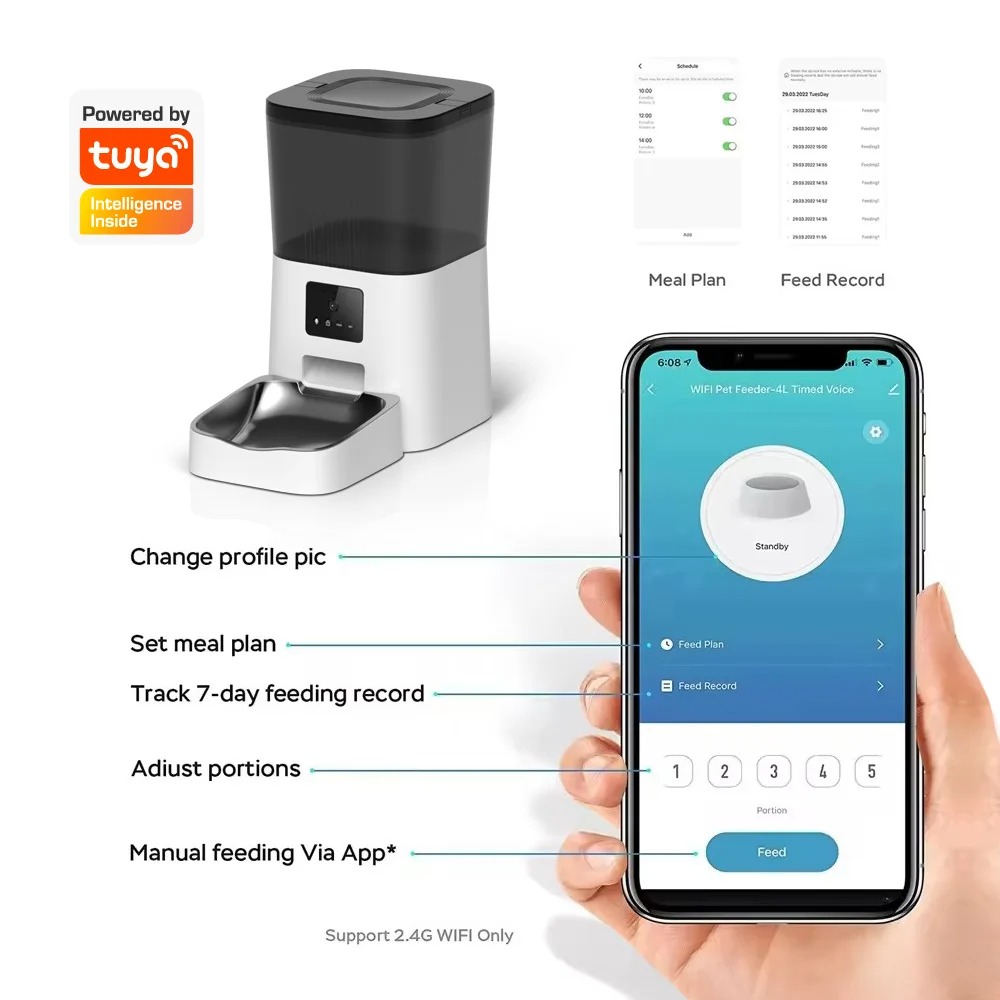 Tuya WiFi automatic pet food feeder PST-DU4LB-WS 