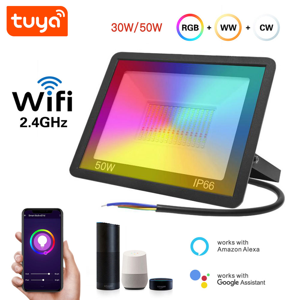 Tuya wifi Smart Flood Light 50W Dimmable RGB PST-FL-50W