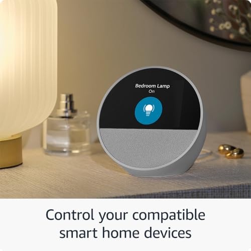 Amazon Echo Spot (newest model), Great for nightstands, offices and kitchens, Smart alarm clock with Alexa+ Early Access, Black