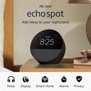 Amazon Echo Spot (newest model), Great for nightstands, offices and kitchens, Smart alarm clock with Alexa+ Early Access, Black