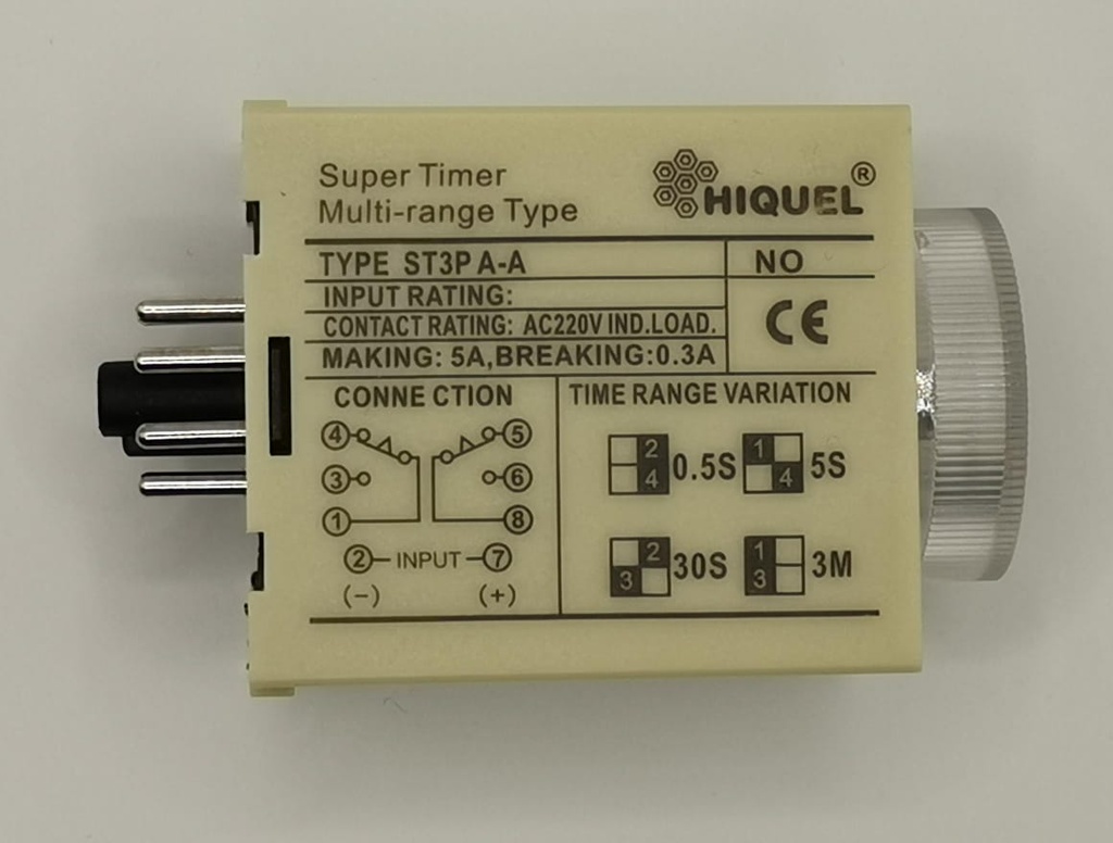 Hiquel 8 pin ST3PA on delay timer 220 VAC