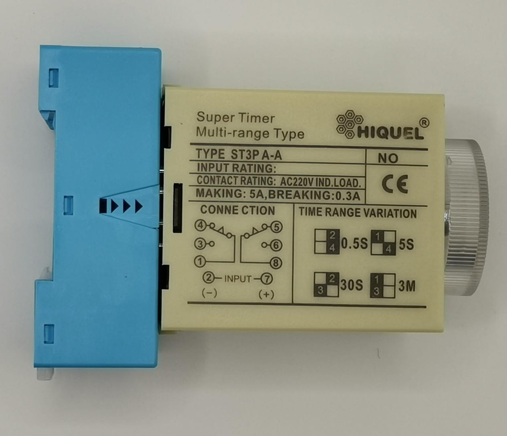 Hiquel 8 pin ST3PA on delay timer 220 VAC