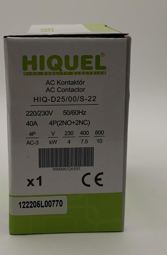 Hiquel change-over contactor 40A 2NO-2NC HIQ-LC1-D25008