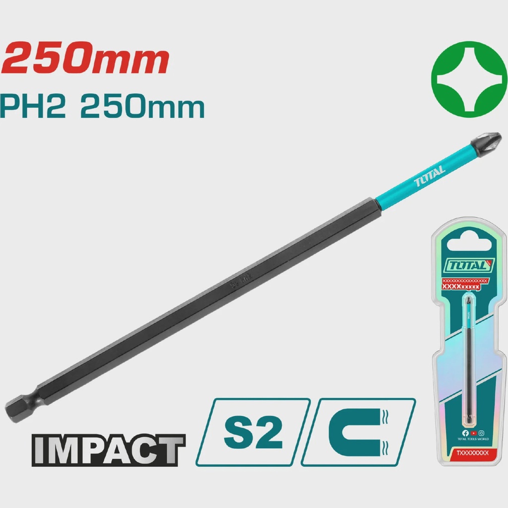 Total Screwdriver Head PH2*250mm TACIM71PH2250  