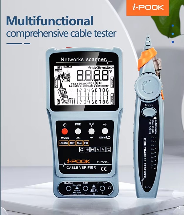 i-POOK RTS PK653C+ 2 in 1 length Network Cable tester LCD digital SCAN Wire Tracker and Cable Analyzer