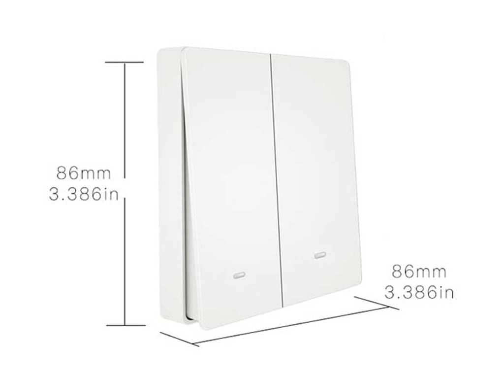 Tuya WiFi Push Button Wall Switch N+L,  2 Gangs Works with Alexa Google Home  