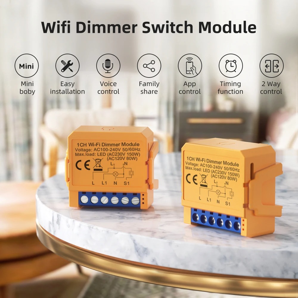 Tuya WiFi smart dimmer switch module AC 10A 1Ch