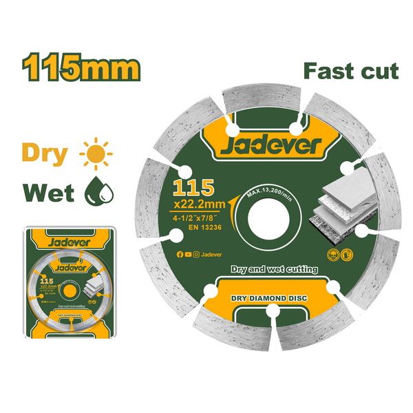 Jadever Dry diamond disc 115×7.5x22mm JDDC1K02