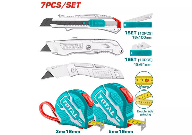 Total Tools Measuring Tape and Utility Knife Set TOS23039 