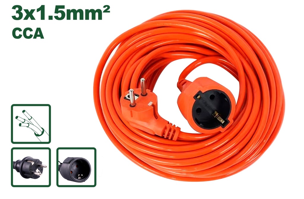 Jadever extension cord 3*1.5mm 10A/250V 25m JDEJAG06