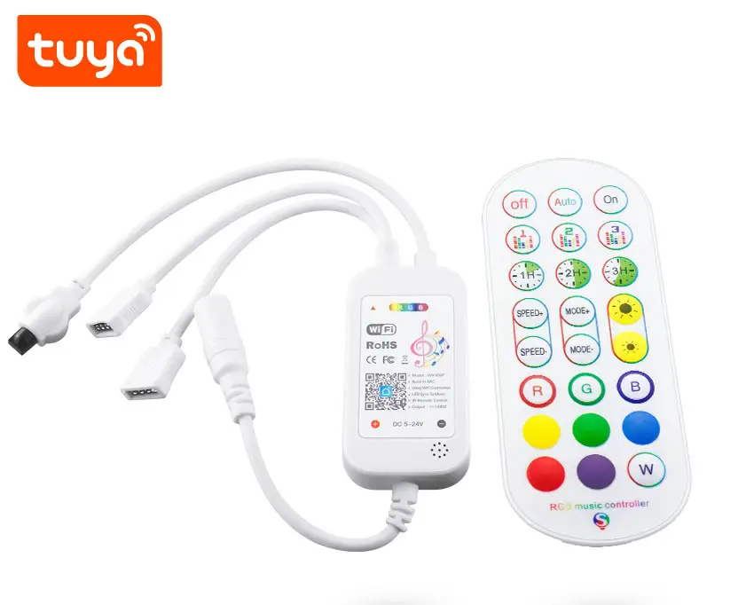 Tuya WiFi Smart RGB 4Pin LED Strip 1 to 2 Controller for RGB LED Strip 