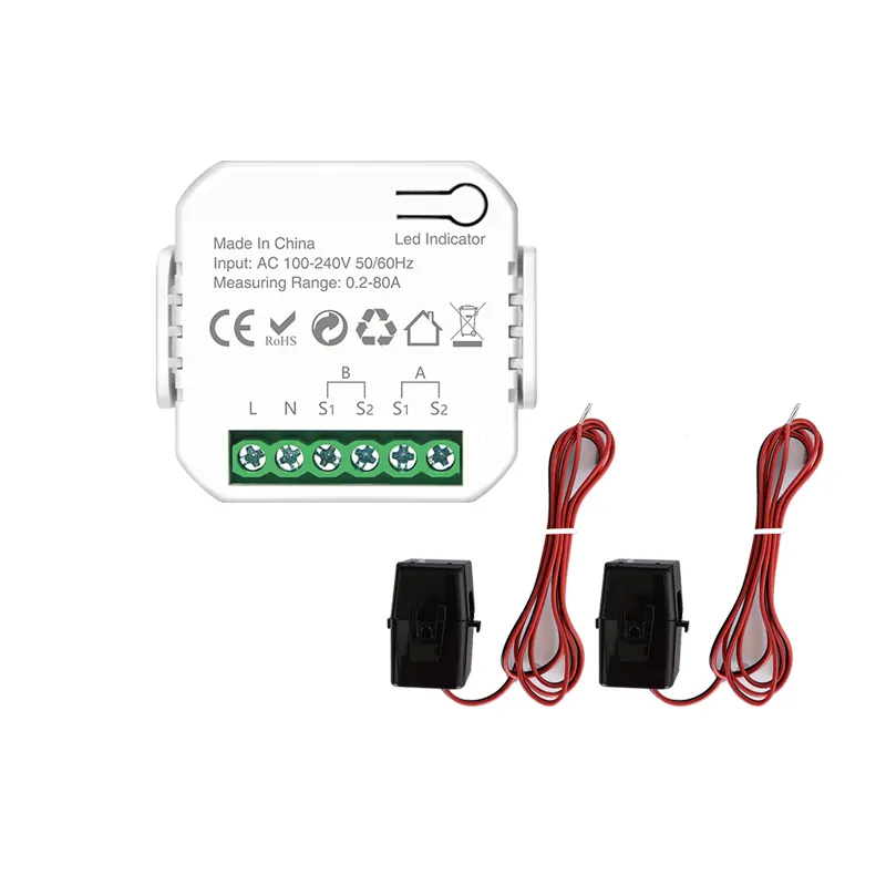 Tuya Wifi smart Bidirectional Energy Meter 80A With 2 Clamp Cts 