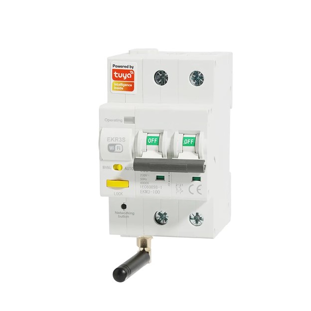 Tuya wifi circuit breaker 2P MCB EKR3-63-2C 63A with metering