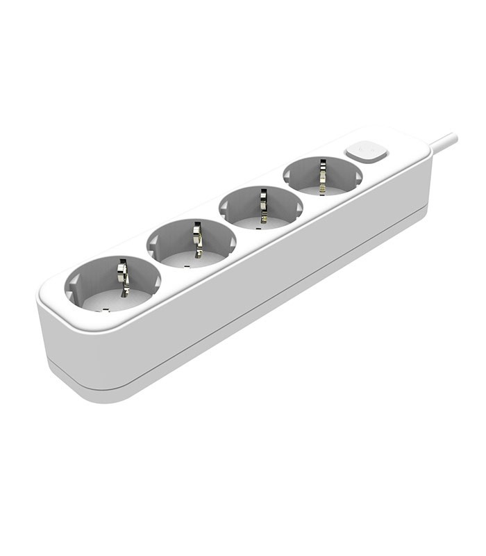 Vero canali 4 Gang schuko with 3M Cable and Switch VC-G4K03