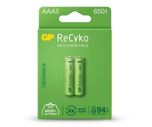 GP AAA Recyko rechargeable 650mAh Pack of 2