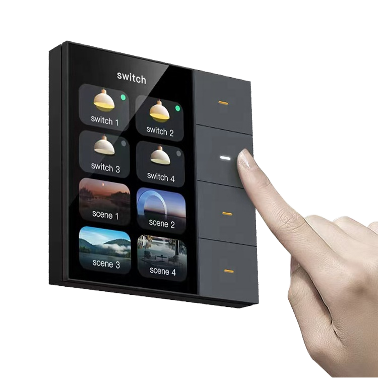 Tuya wifi 3.5 Inch touch screen zigbee 4 gang relay light switch 8 scenes with radar human dimming Curtain Smart Control
