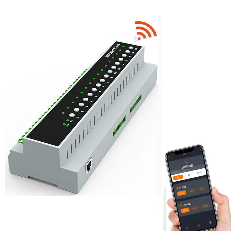 Tuya wifi 16CH Relay Switch Module 110V-240V 50A Remote Control Appliance for Hotel Electric Alexa Google Home with external antenna PST-PN16-EA