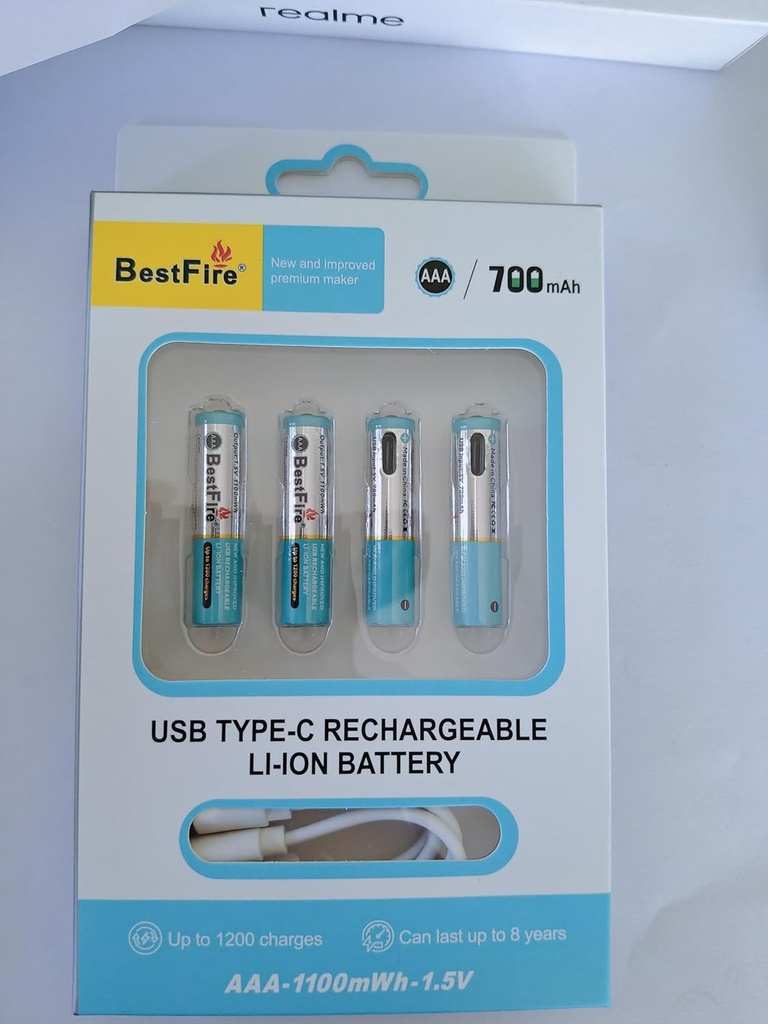 Bestfire AAA rechargeable 700mAh Pack of 4 with Type c cable