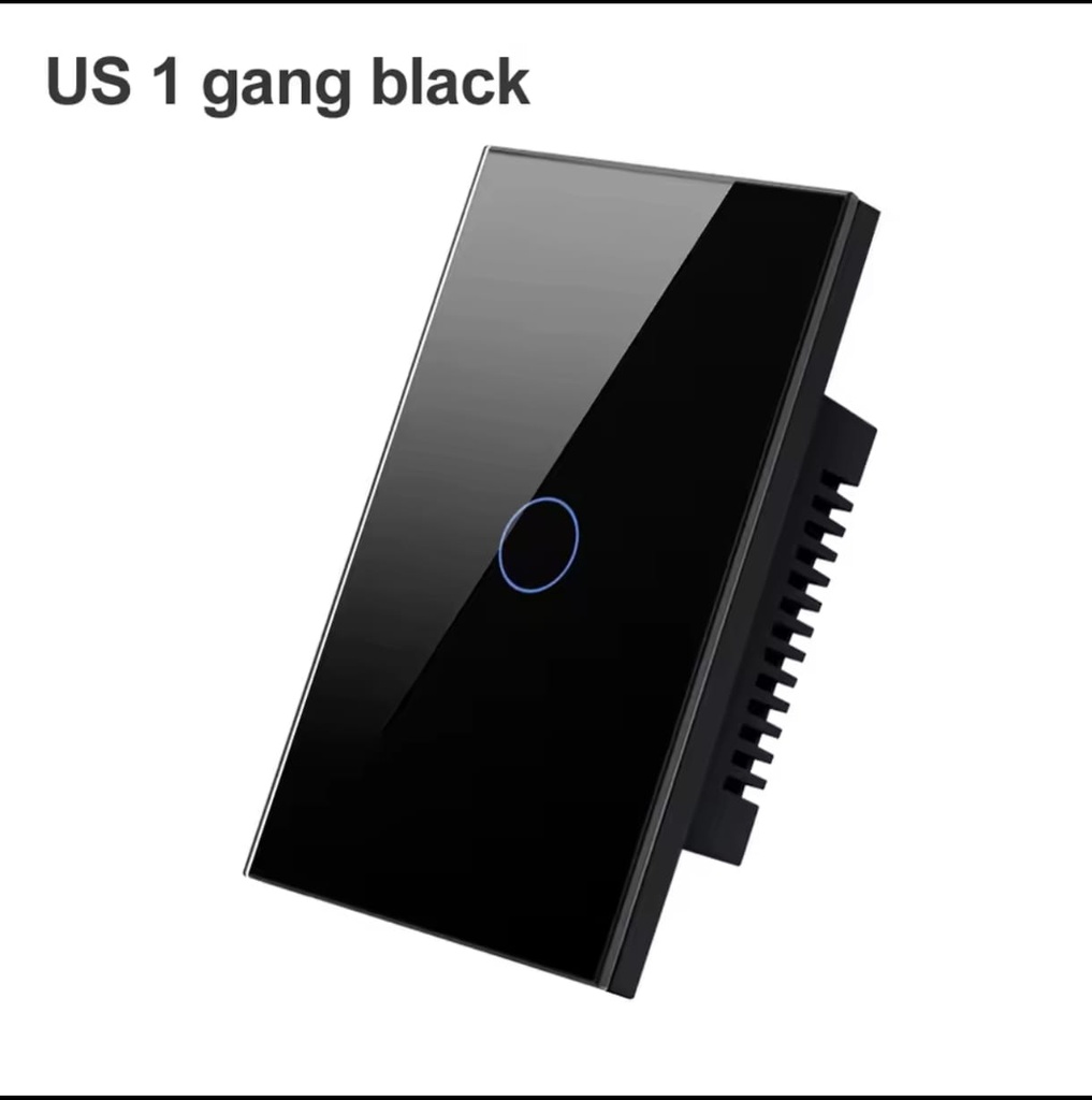 Tuya WiFi Touch 1 Gang Button Black color Wall Switch N+L, No Neutral & Neutral Works with Alexa Google Home 