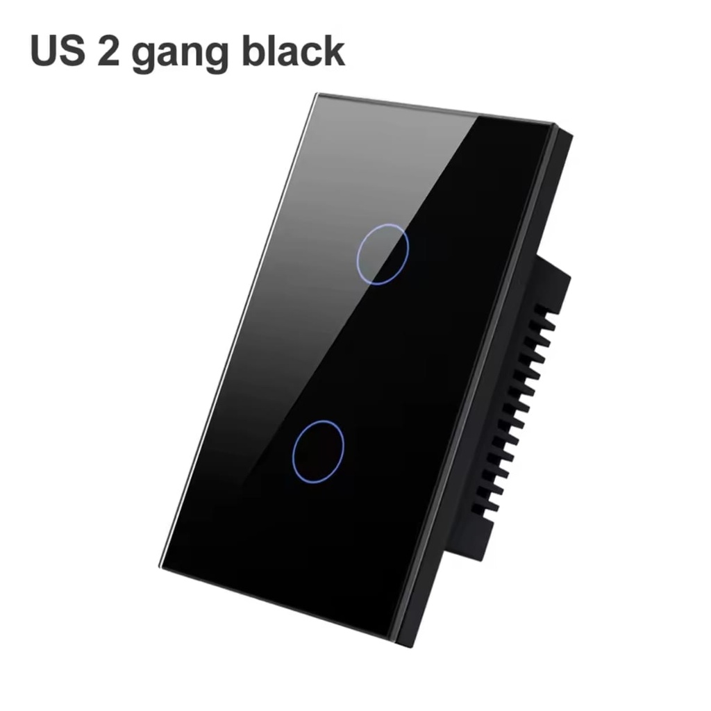 [SHT-1227] Tuya WiFi Touch 2 Gang Button Black color Wall Switch N+L, No Neutral & Neutral Works with Alexa Google Home