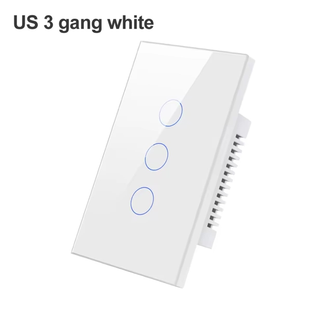Tuya WiFi Touch 3 Gang Button White color Wall Switch N+L, No Neutral & Neutral Works with Alexa Google Home 