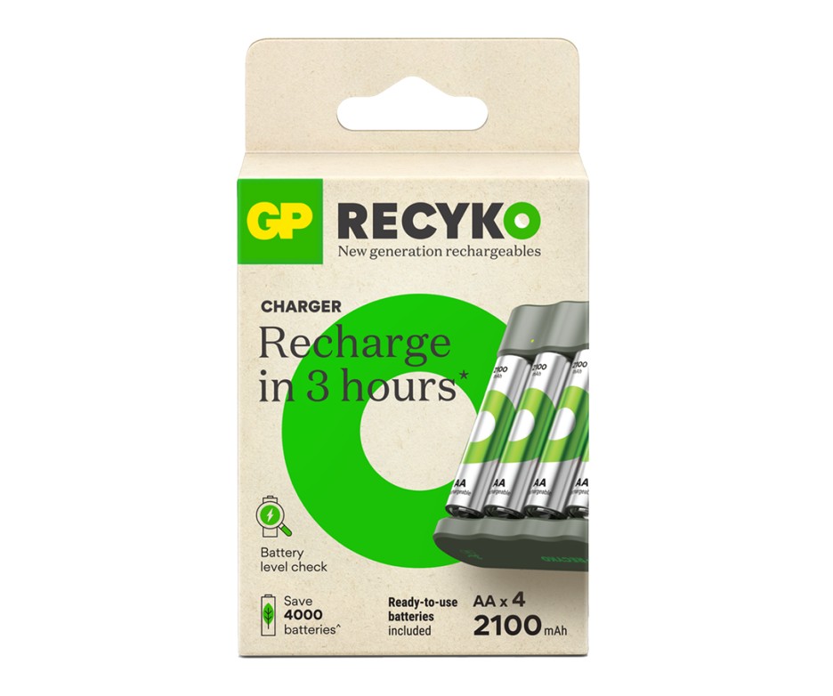 GP Recyko B441 USB Charger with 4 AA Rechargeable Batteries 2100 mAh