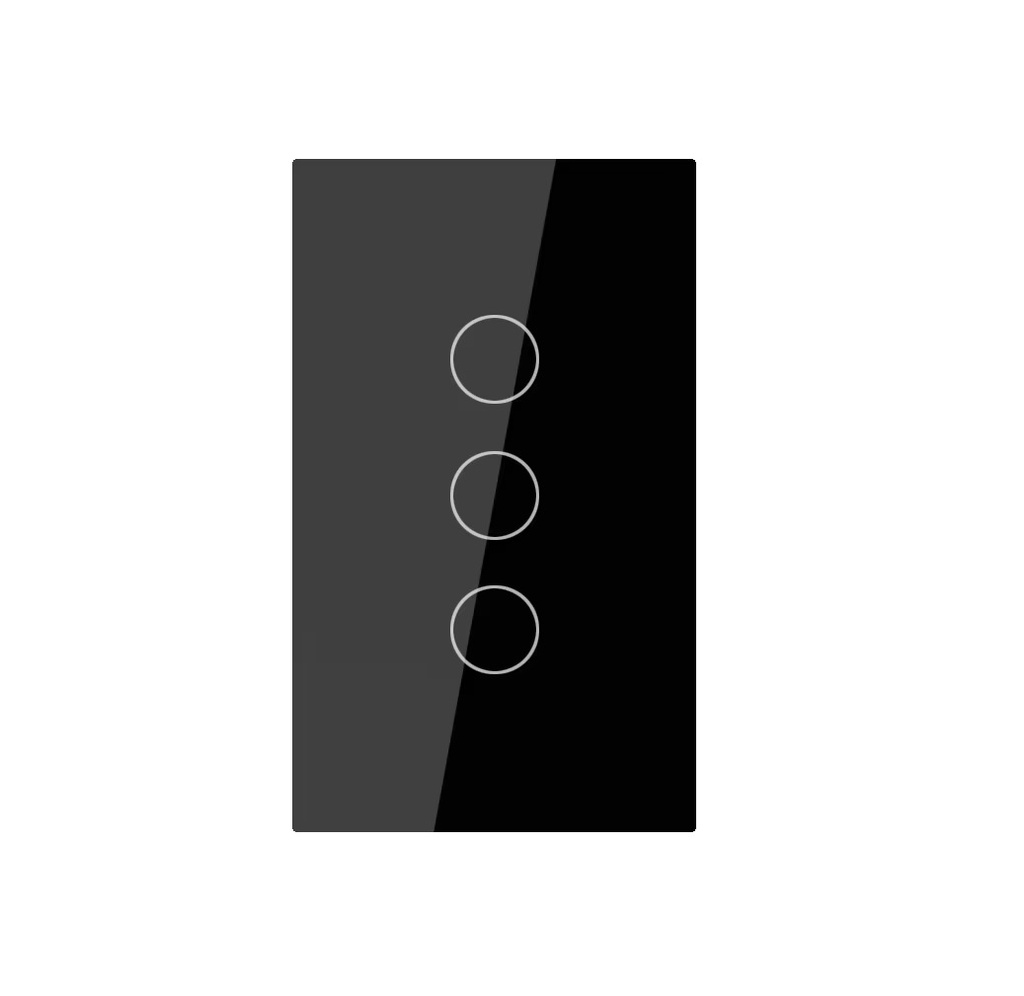 Tuya WiFi Touch 3 Gang Button Black color Wall Switch N+L, No Neutral & Neutral 