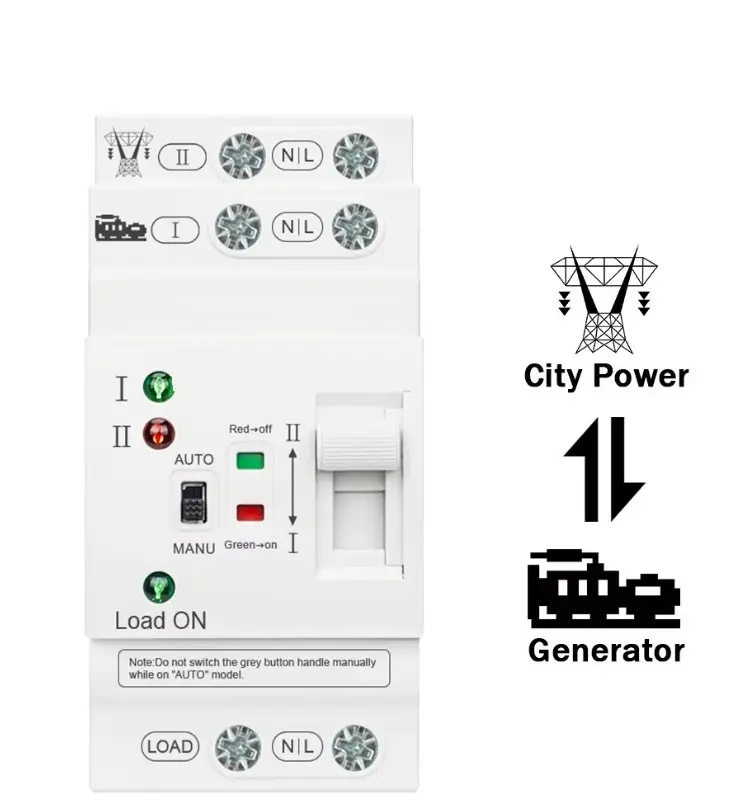 ATS Mini Automatic Transfer Switch Dual Power Electrical Selector Switches Uninterrupted Power Din Rail 2P 80A