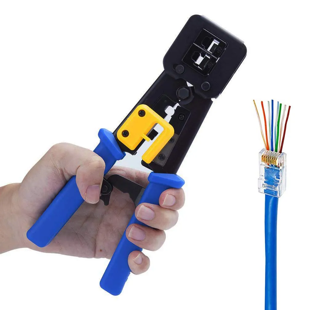 RJ45 Crimping Tool for Pass‑Through for RJ11 & RJ45 Plugs