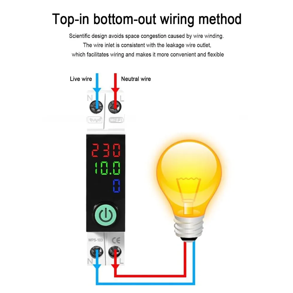 Tuya Smart Switch 1P+N Smart switch with LED display screen 40A