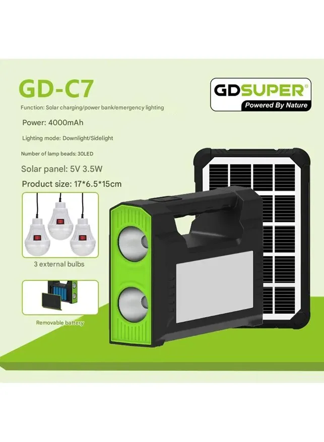 GD plus multifunction solar lighting system GD-C7 4000mah lithium