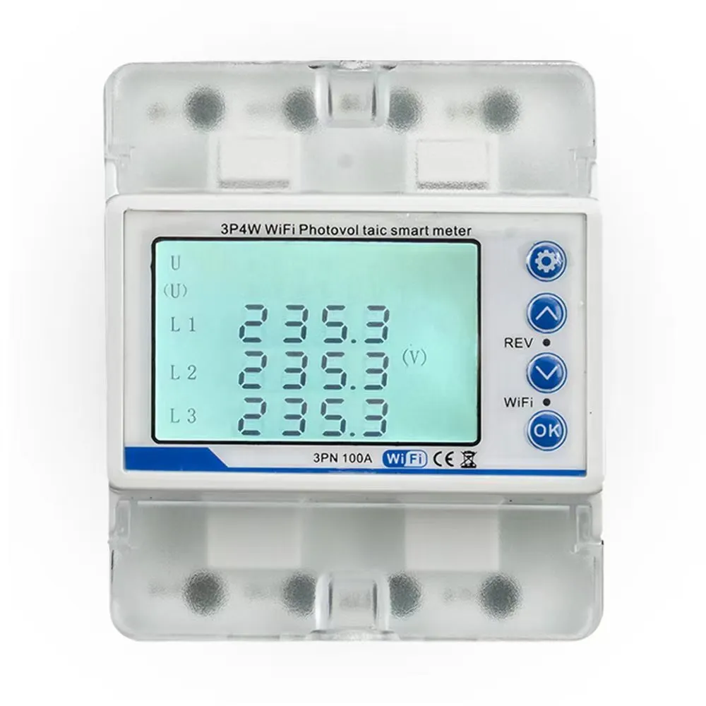 Tuya WiFi Smart Bi-Directional Energy Power Meter Current Limit 100A color screen 3P PST-RMDZW-3P