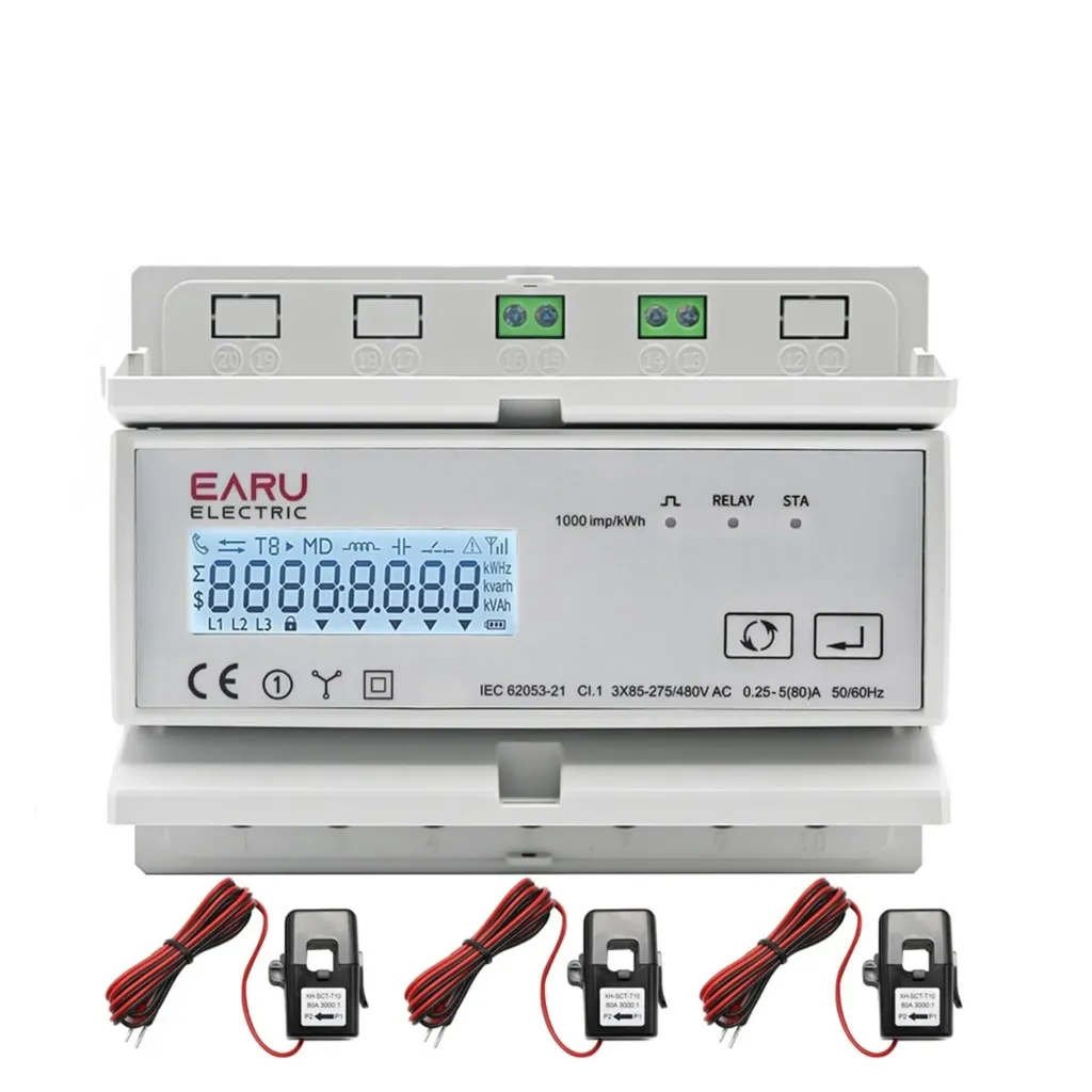 Tuya wifi Three Phase Bidirectional Energy Meter KWh Monitor 230/400VAC With 3pcs Split Type Transformer CT EA7321C-CT-BI