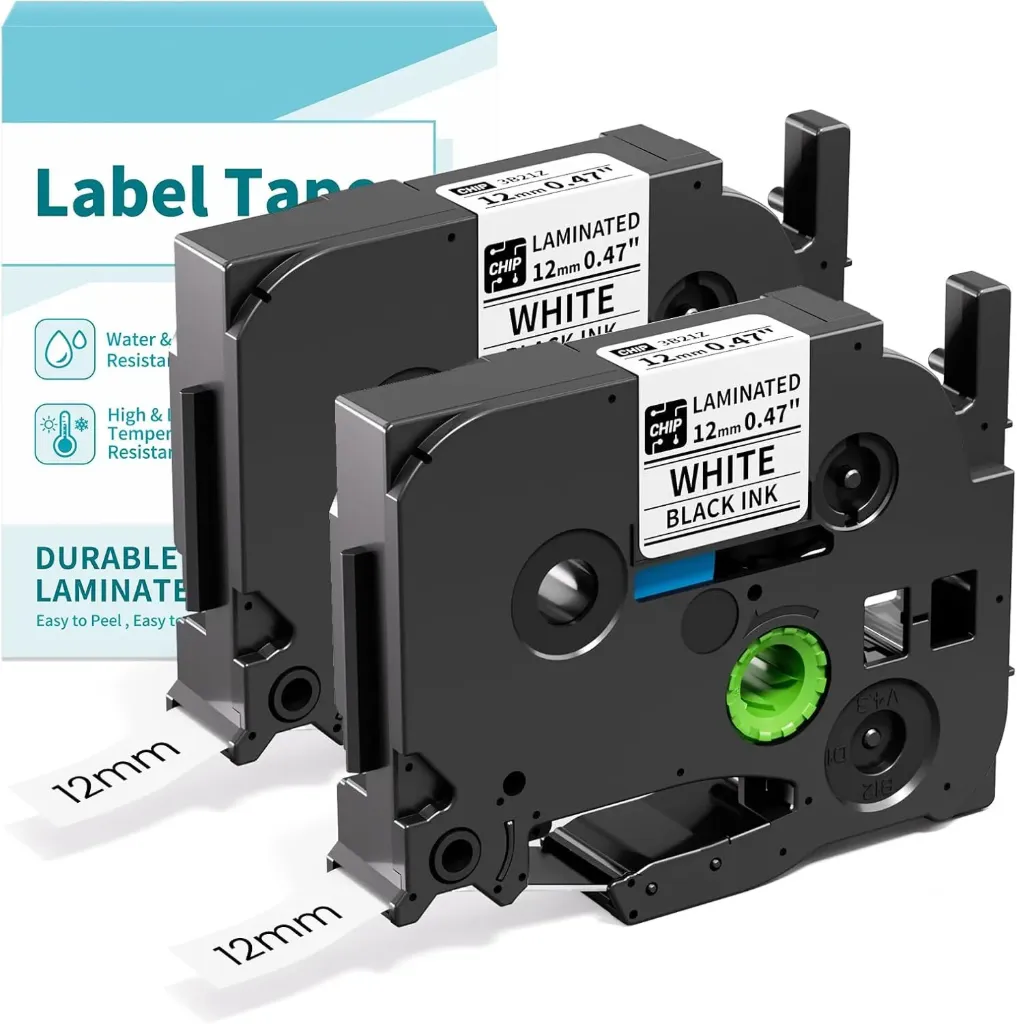 Label tape 12mm*0.47"m compatible for e1000 pro, brother TZE-231 (black on white)