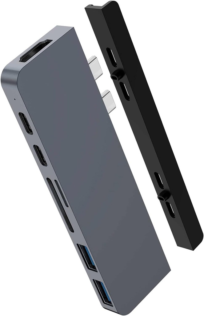 7 in 1: USB-C HUB: 1 HDMI +2*USB-C +2 USB3.0 + 1 SD +1 MicroSD