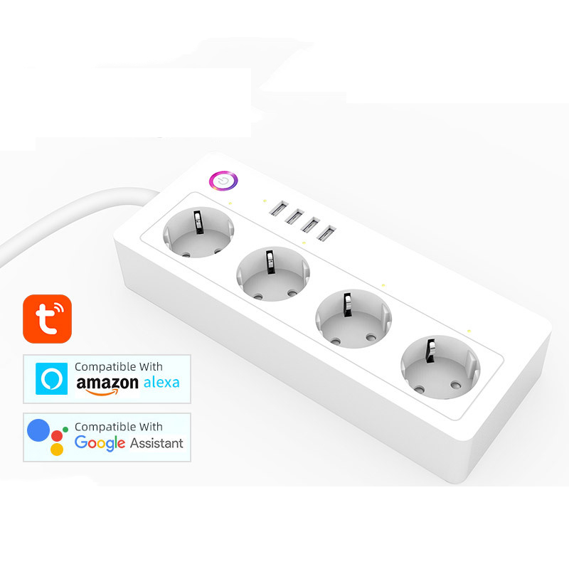 [SHT-1064] TUYA Smart Power Strip, 4 sockets + 4 USB, with switch, cord 1.8m