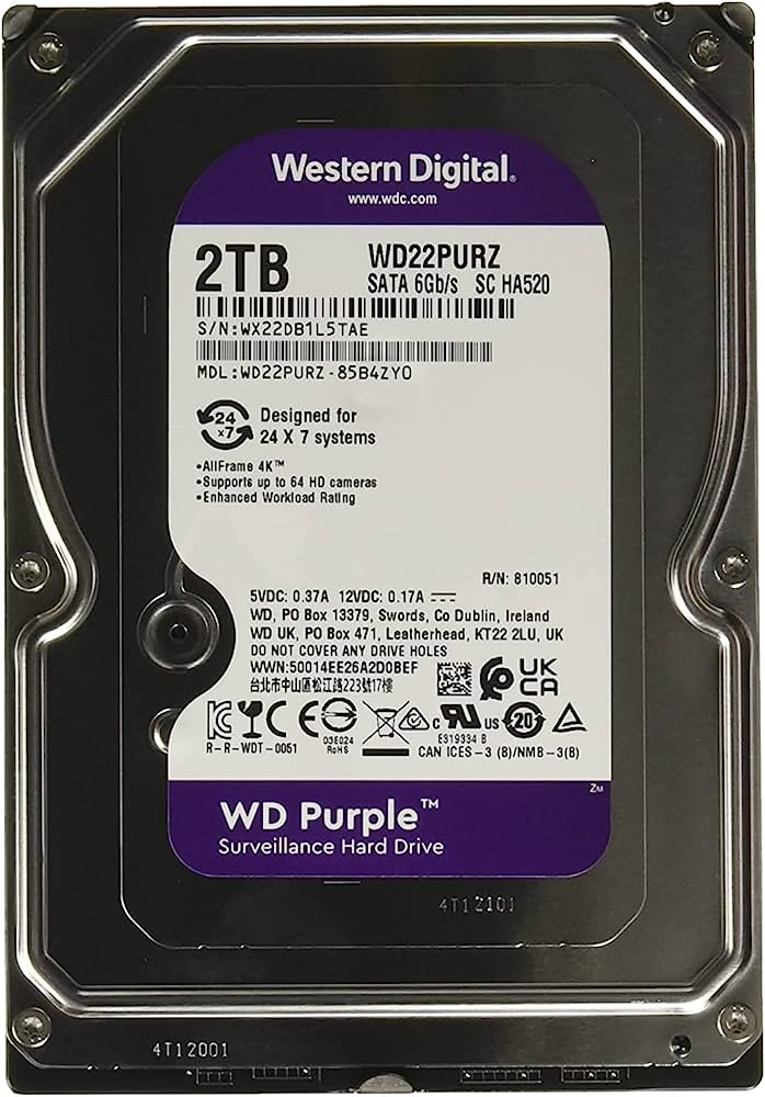 Western digital purple WD22PURZ hard drive 2TB