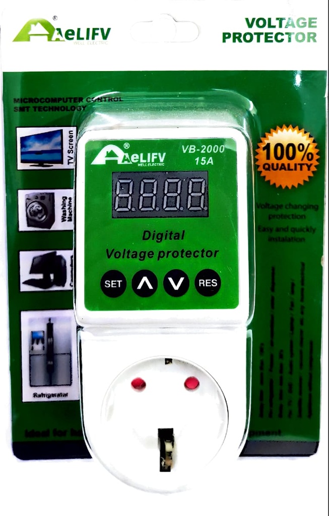 AELIFV Digital Voltage Protector for Refrigerators 15A VB-2000