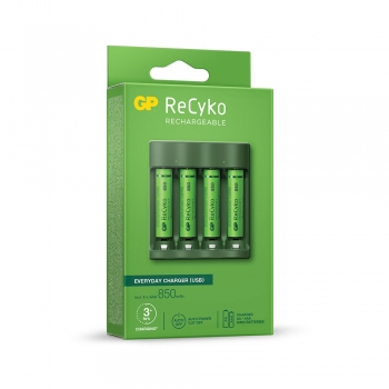 GP Charger + 4 Rechargeable AAA lithium Batteries