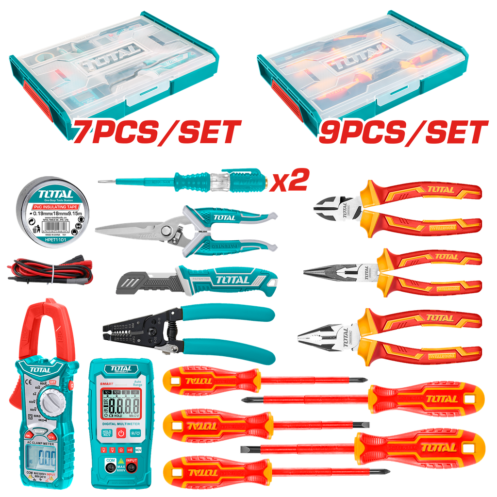 TOTAL 16 Pcs electrician's tools set TOS23063