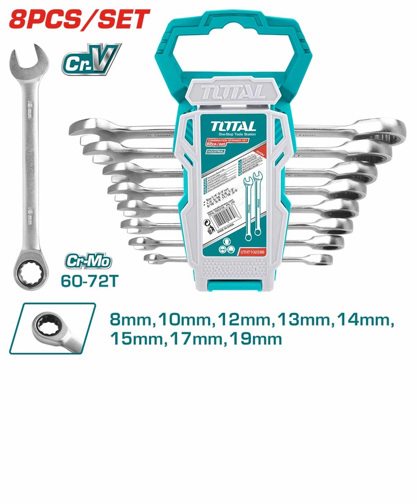 TOTAL 8pcs Ratchet Spanner Set THT102RK086