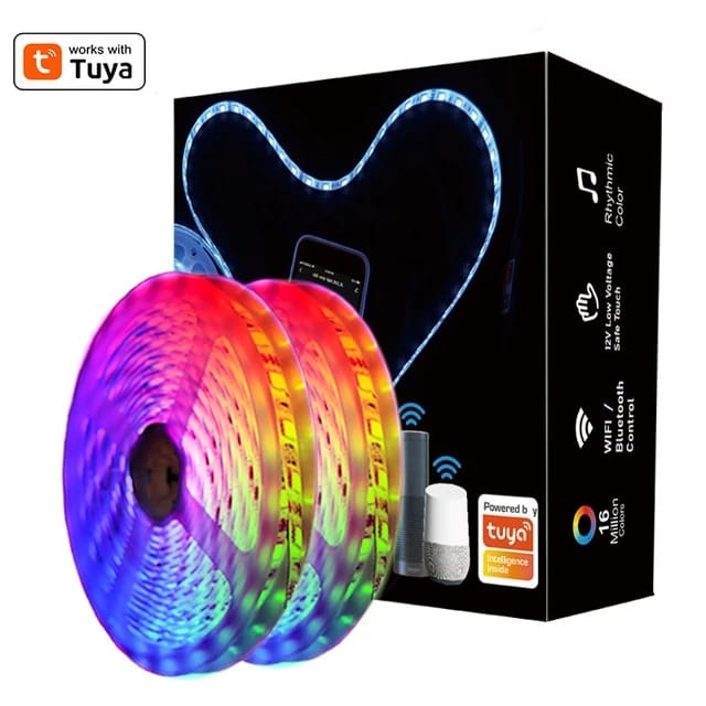 [SHT-1103] Tuya Wifi RGB Smart led strip Light 5 m indoor with 12v eu adapter