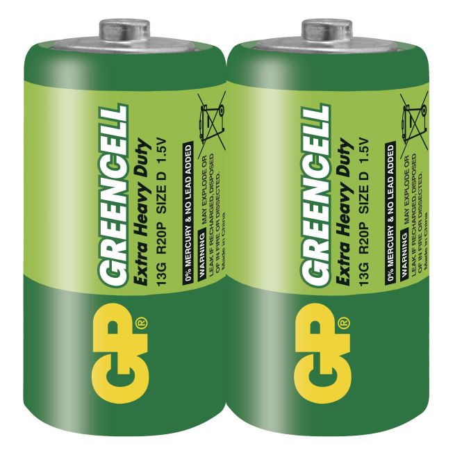 GP Green Cell Size D pack of 2