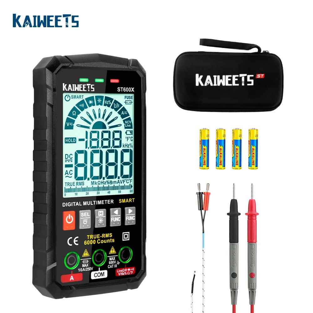 Kaiweets ST600X Multimeter 6000 Counts Auto Range Digital Professional Smart Multimeter