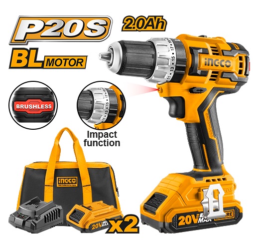 20V 2Batt 2A+Char+Bag 13mm BL مقدح بطارية رجراج