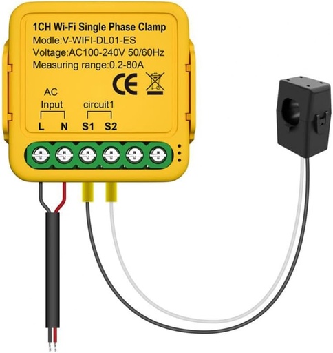 Tuya Wifi smart Bidirectional Energy Meter 80A With 1 Clamp Ct